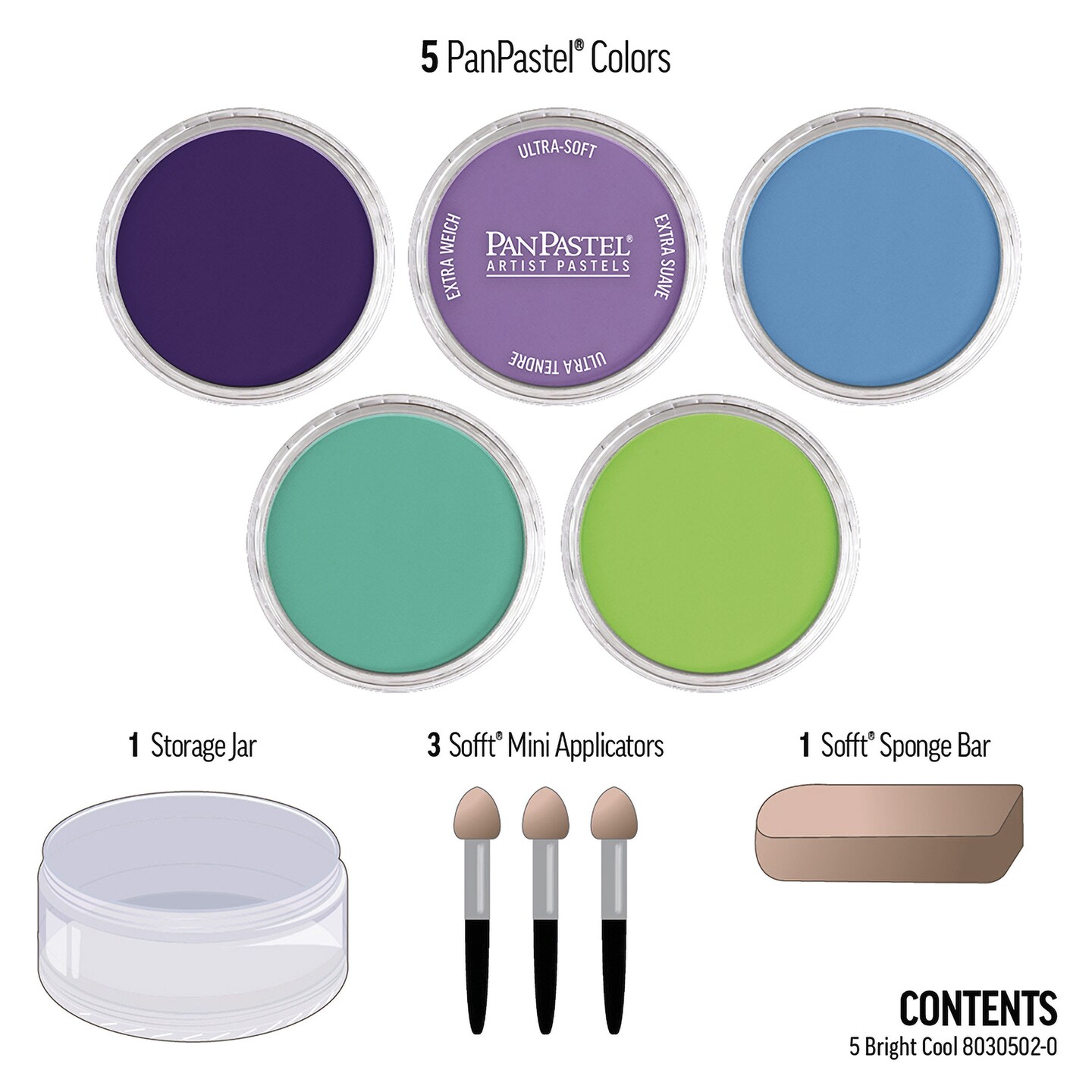 PanPastel Artists' Painting Pastels Set - Bright Cool, Set of 5