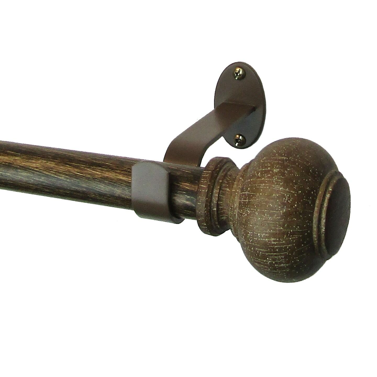 Threadmade Home Rhinebeck Rustic Faux Wood 1" Window Drapery Single Curtain Rod, Antique - 28"W x 48"L