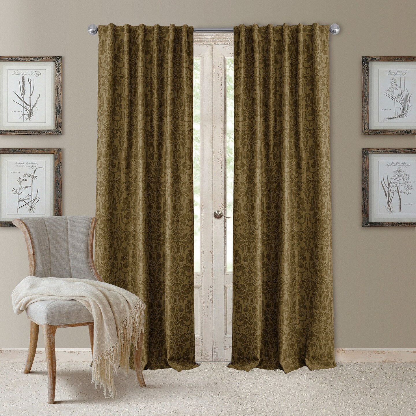 Threadmade Home Antonia Blackout Window Curtain, Antique Gold - 52"W x 84"L