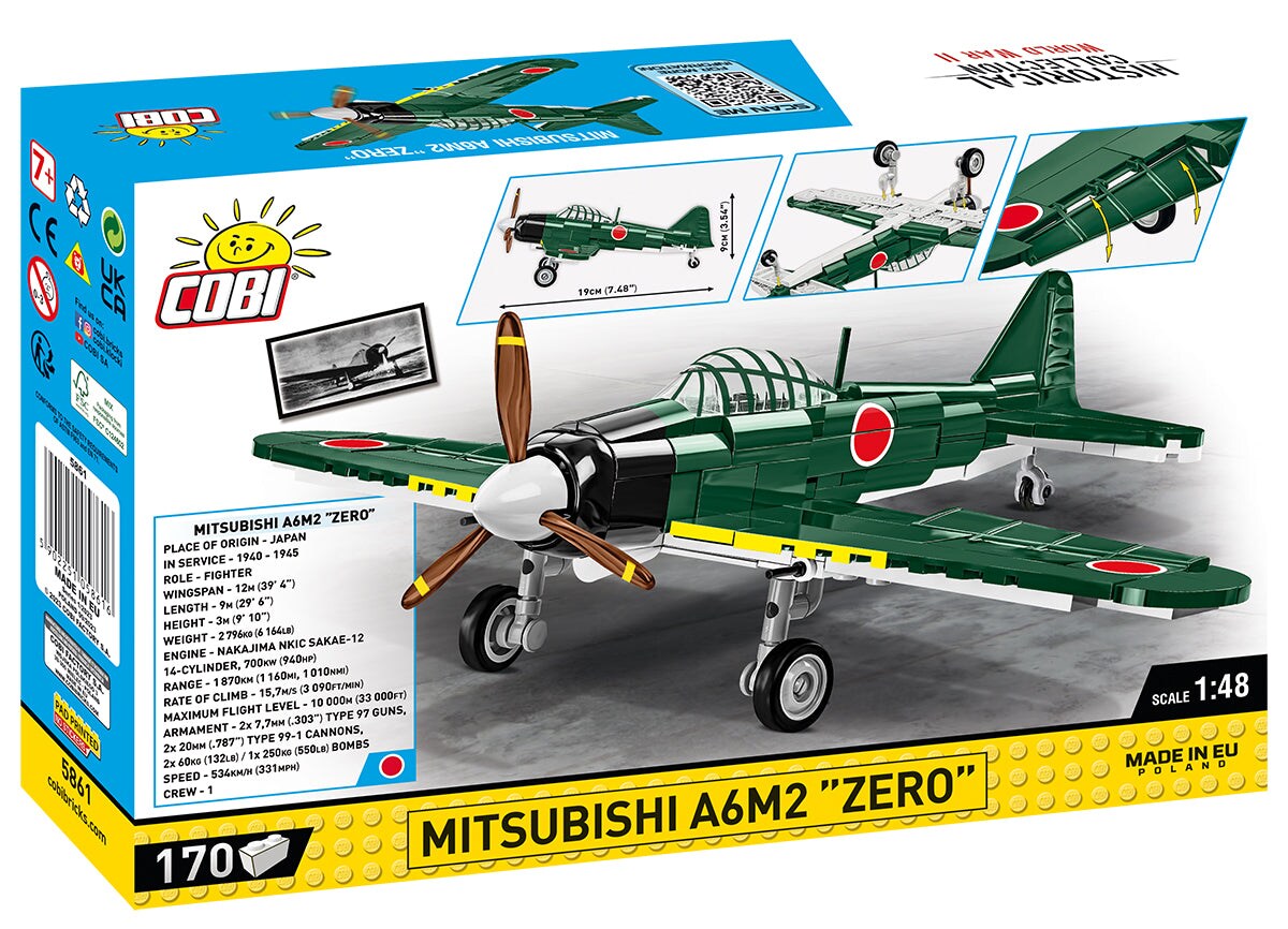 COBI Historical Collection WII MITSUBISHI A6M2 &#x22;ZERO&#x22; Japanese Fighter Plane