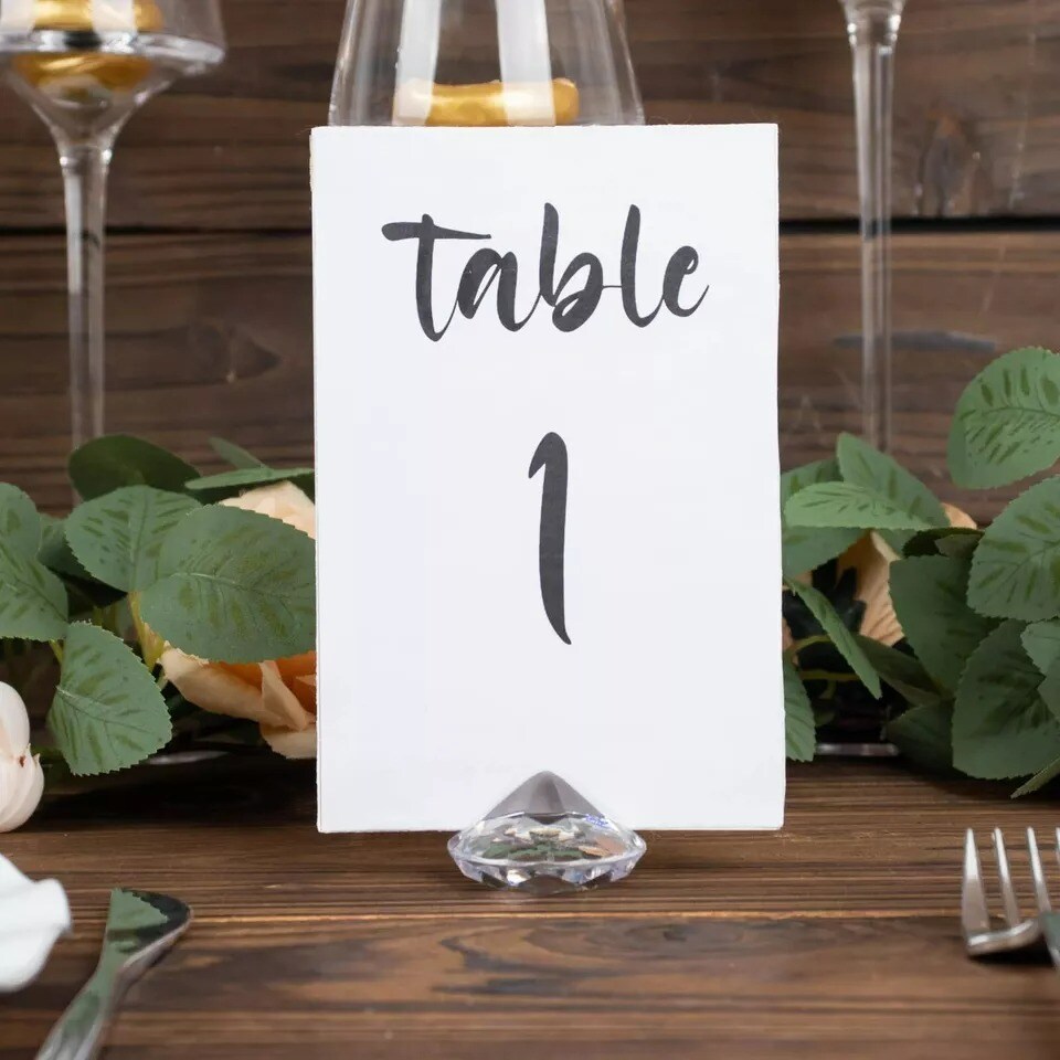 Clear 10 Plastic 1.75" Crystal Place Card Holders Table Number Stands Events