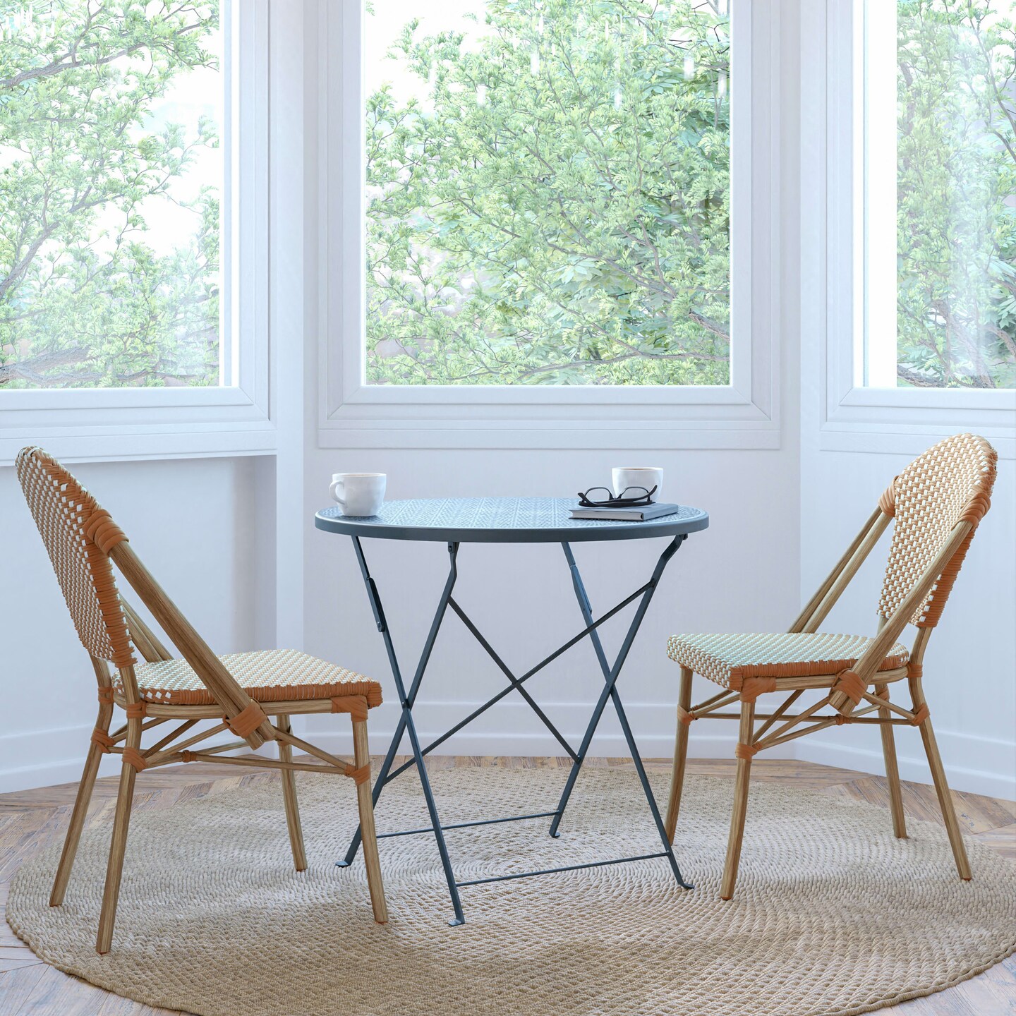 Merrick Lane Celia Indoor/Outdoor Stacking Bistro Chair with Aluminum Frame