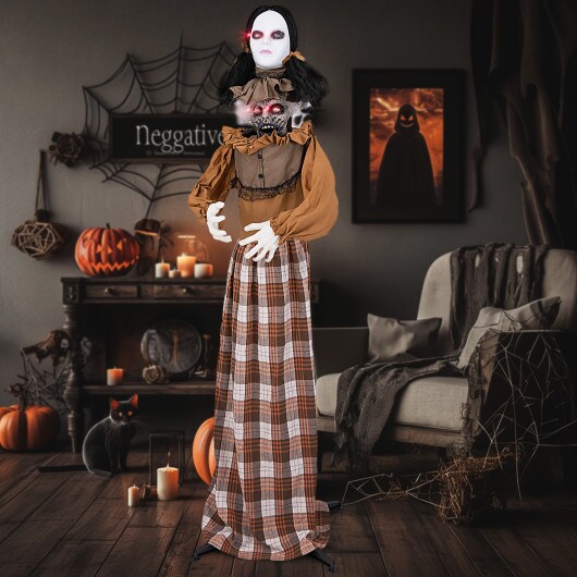 Halloween Animatronic Haunted Woman with Pop Up Head and Control Button