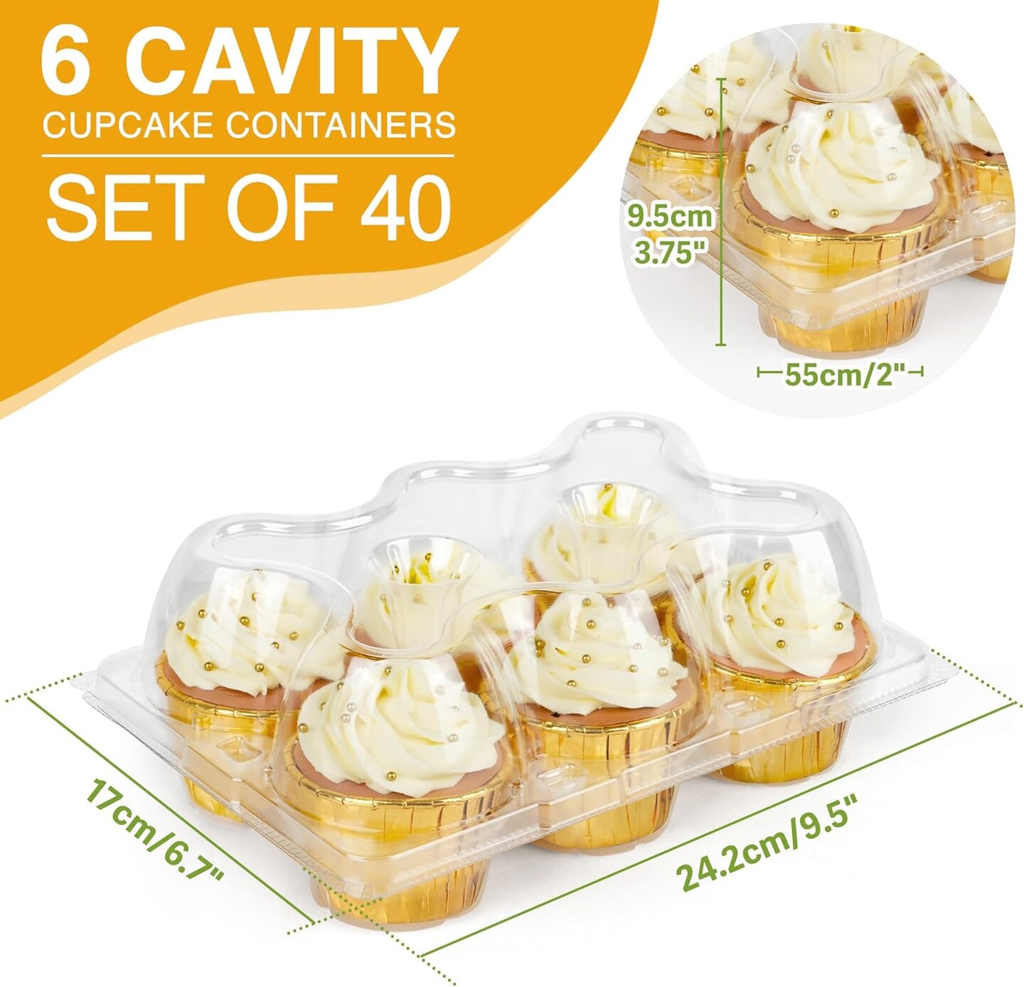 Half Dozen Clear Cupcake Boxes