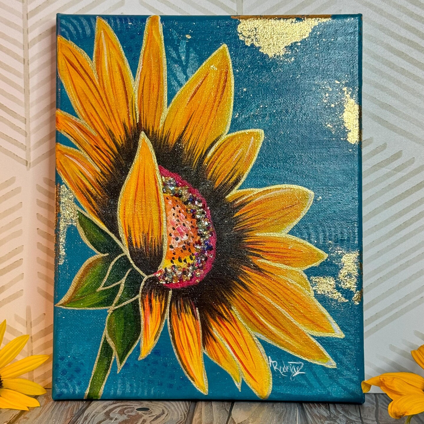 Acrylic painting Sunflowers decor store