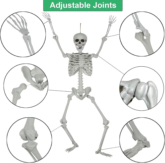 Plastic Human Skeleton Bones with Movable Joints for Halloween Decoration Spooky Scene Party Favors D&#xE9;cor