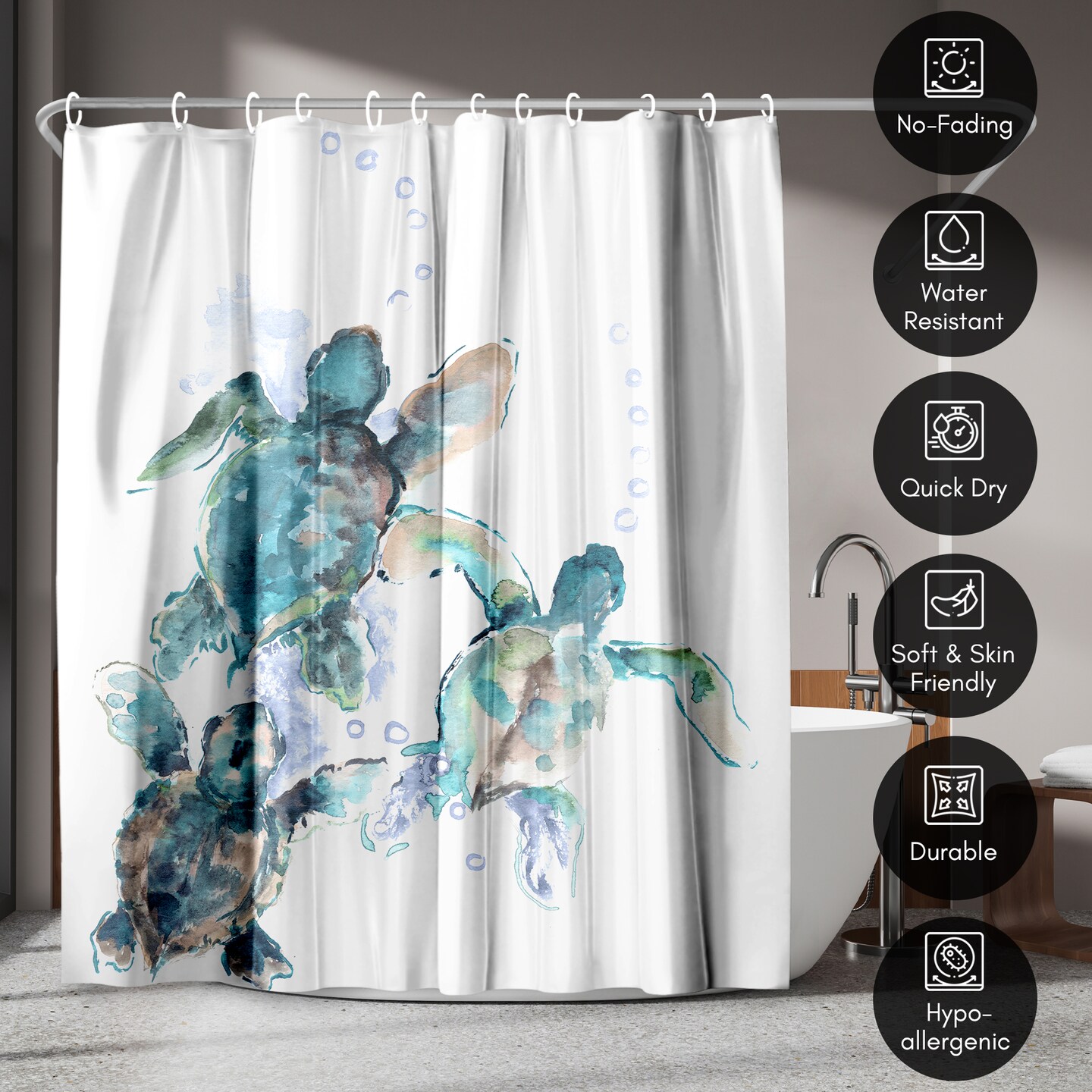 Baby Sea Turtles 3 by Suren Nersisyan Shower Curtain 71&#x22; x 74&#x22;