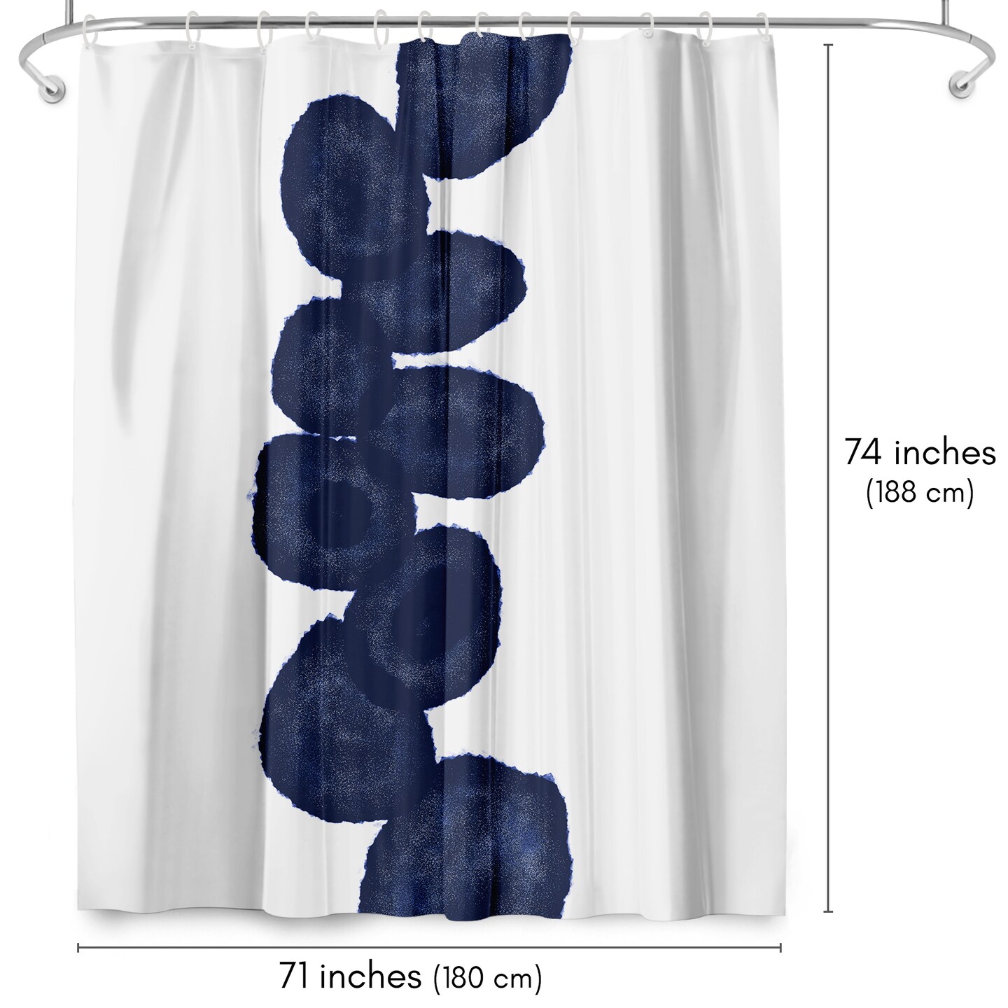 Americanflat 71x74 Shower Curtain - Blue Abstract Design - Indigo Vine by Chaos & Wonder Design