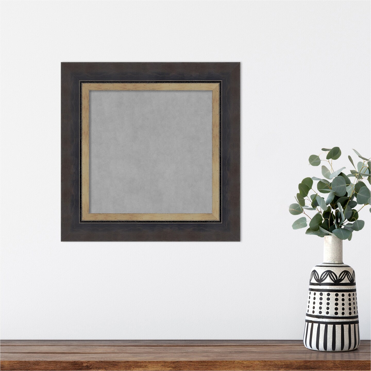 Hammered Charcoal Tan Wood Framed Magnetic Board