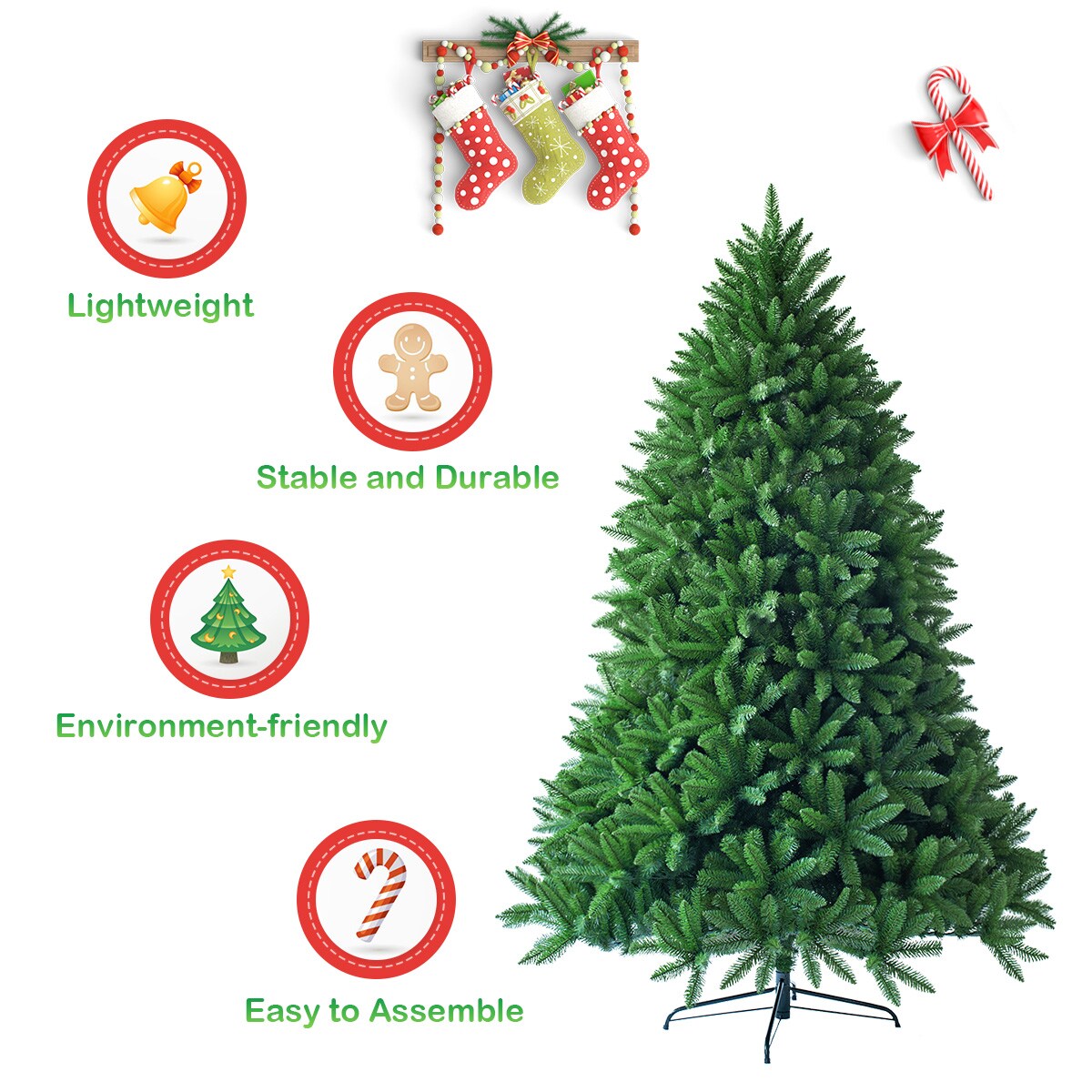 Costway 5ft Artificial Christmas Fir Tree 600 Branch Tips