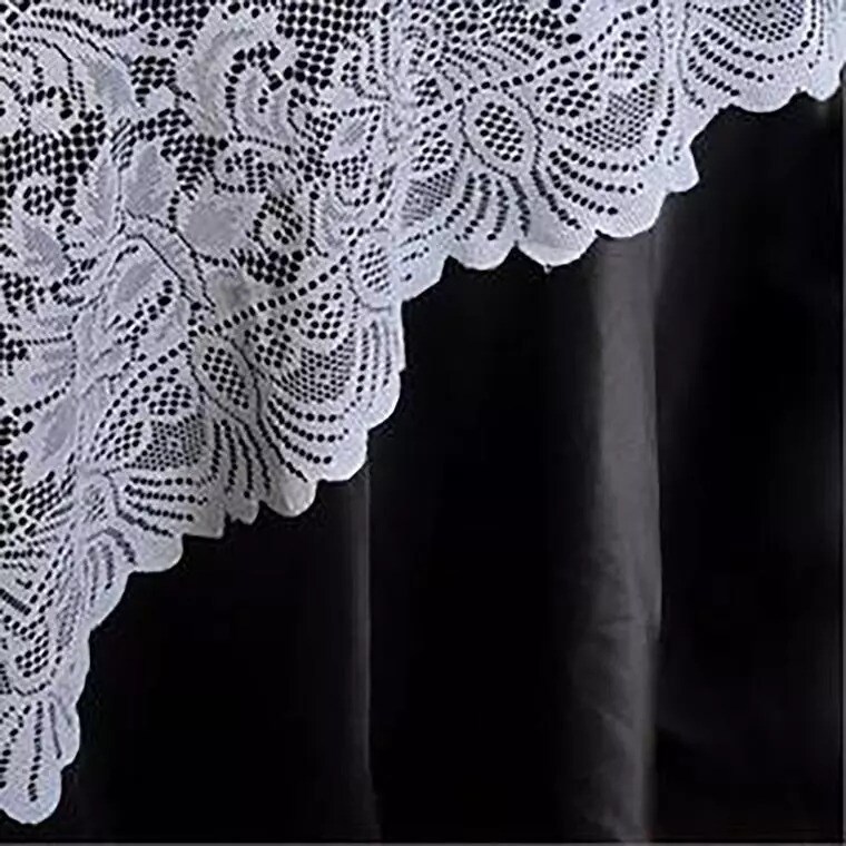 72x72" White LACE Table Overlay with LARGE FLOWERS Wedding Party Catering Linens