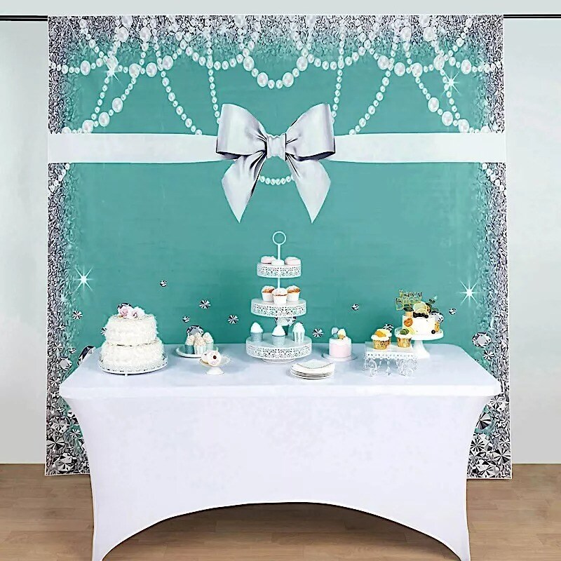 8 ft Diamond Bow Printed Vinyl Photo Backdrop Party Banner Events Decorations