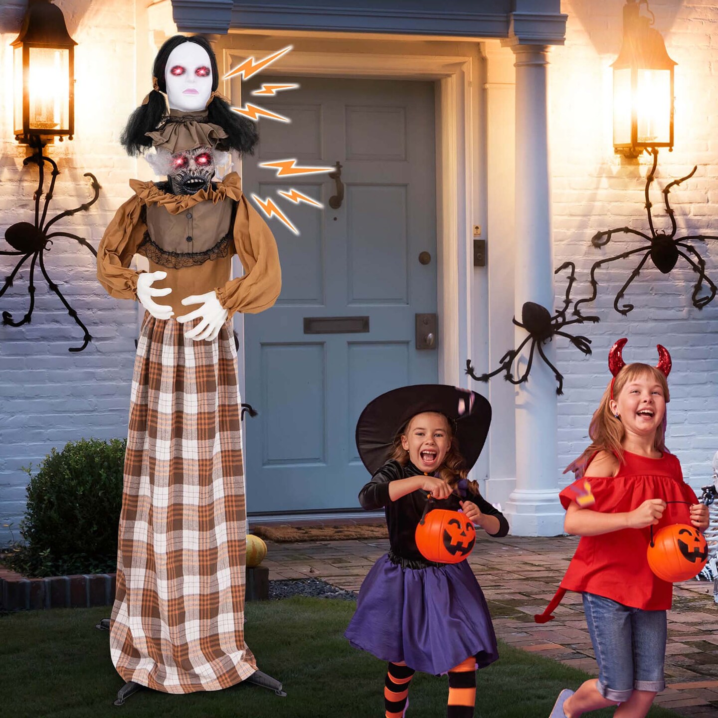 Costway Halloween Animatronics with Red Light Up Eyes Motion &#x26; Sound Activated