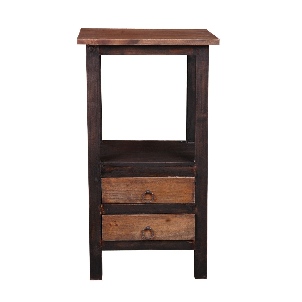 Contemporary Home Living Two Tone 2-Drawer Wooden End Table - 28&#x22; - Brown