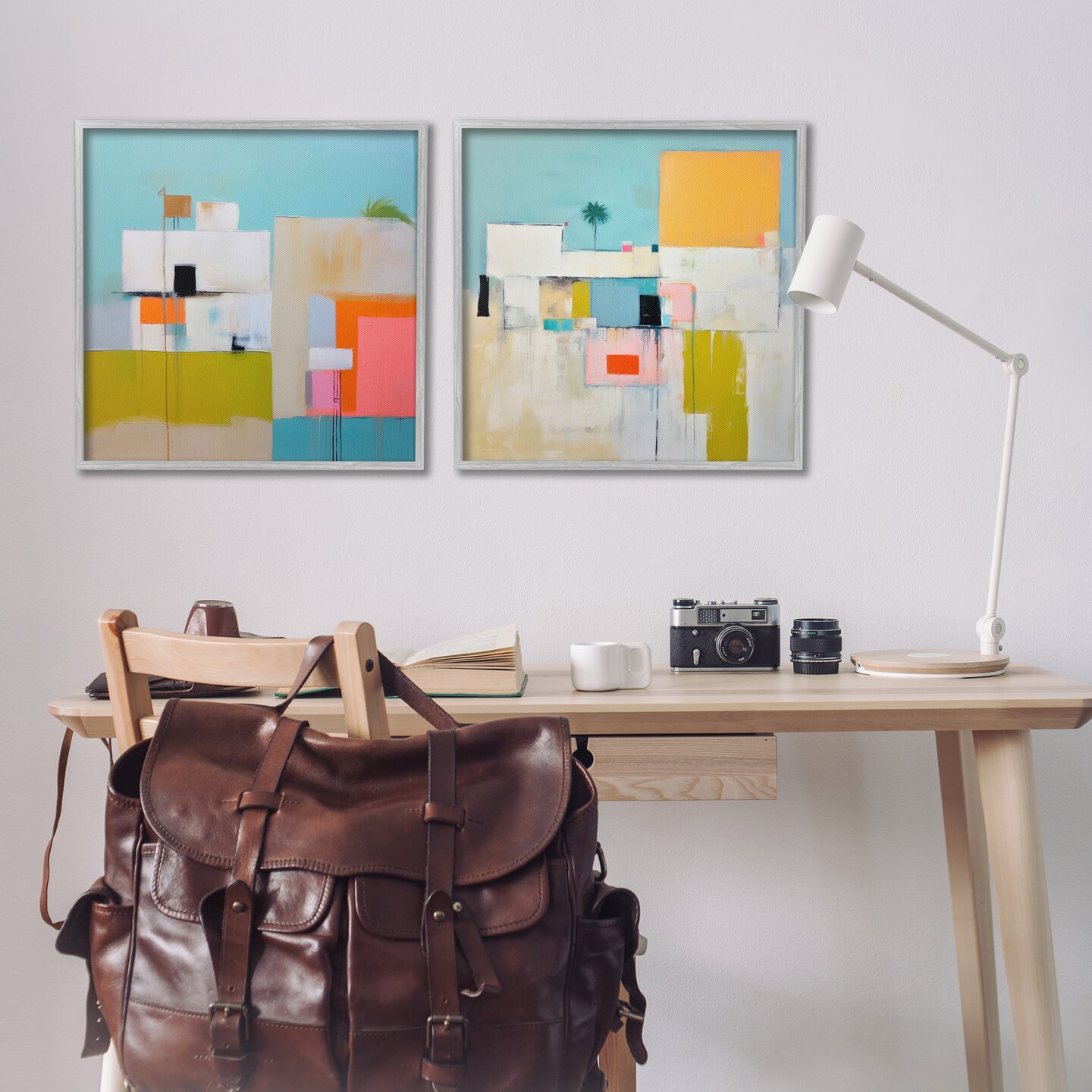 Stupell Industries Abstract Square Block Apartment 2 pc Framed Giclee Wall Art Set Design by Irena Orlov