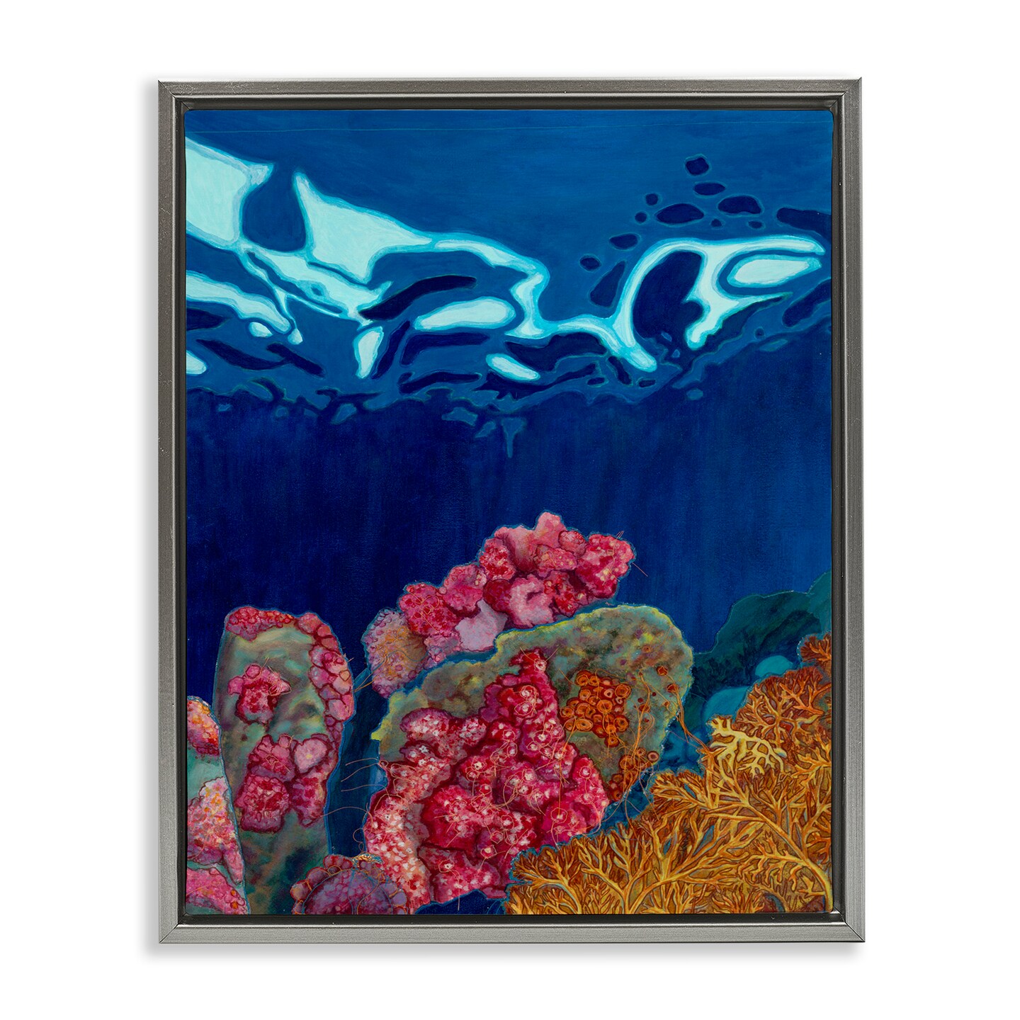 Stupell Industries Abstract Underwater Coral Framed Floater Canvas Wall Art Design by Sara Everett