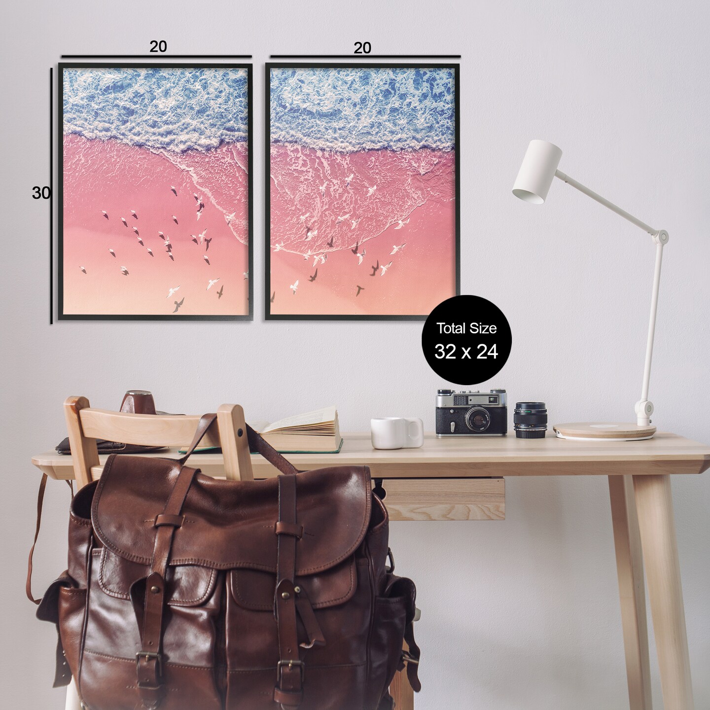 Stupell Industries Minimalist Aerial Beach 2 pc Framed Giclee Wall Art Set Design by Nataly White