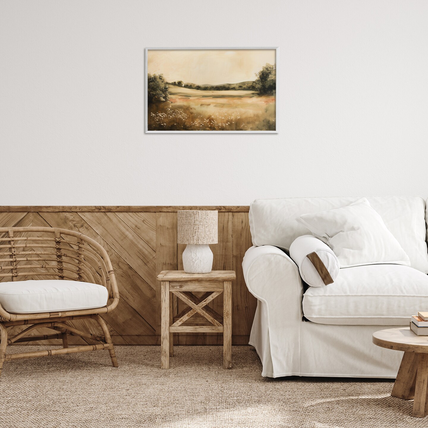 Stupell Industries Neutral Meadow Landscape Framed Giclee Wall Art Design by Lazar Studio