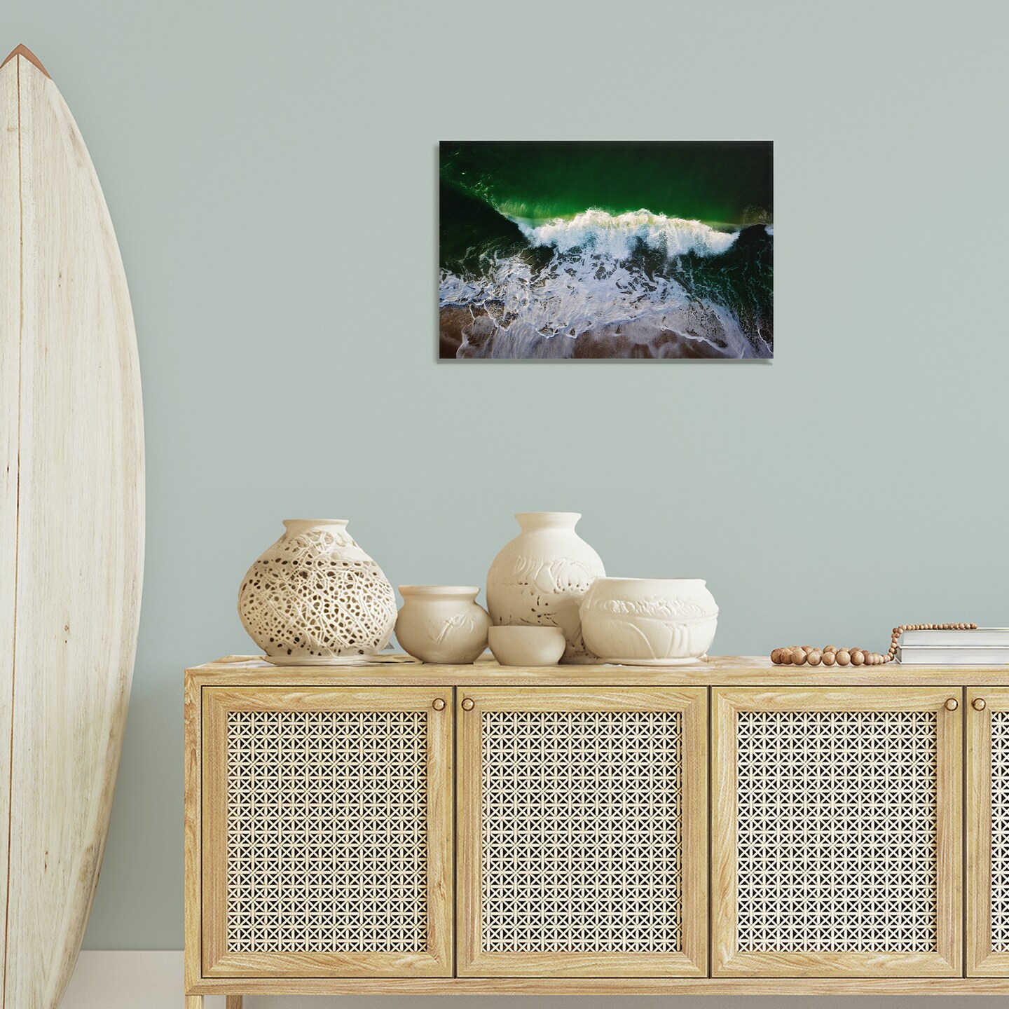 Stupell Industries Deep Green Wave Splash Canvas Wall Art Design by Rick Berk