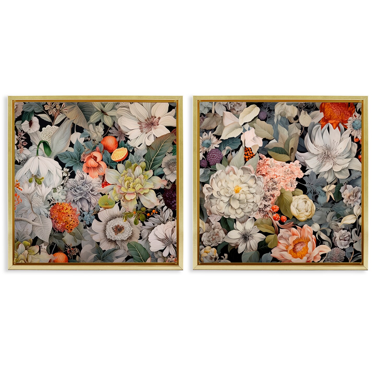Stupell Industries Striking Botanical Floral 2 pc Framed Floater Canvas Wall Art Set Design by Lazar Studio
