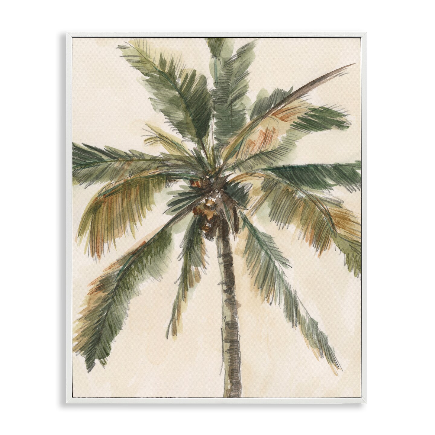 Stupell Industries Palm Tree on Beige Framed Giclee Wall Art Design by Ethan Harper
