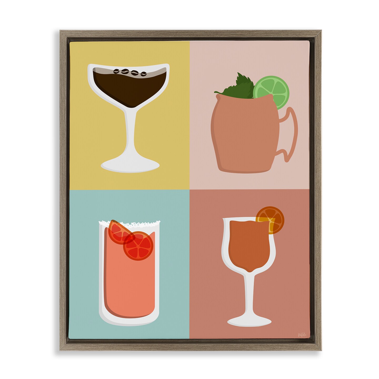 Stupell Industries Mixed Cocktail Drinks Framed Floater Canvas Wall Art Design by Natalie Carpentieri