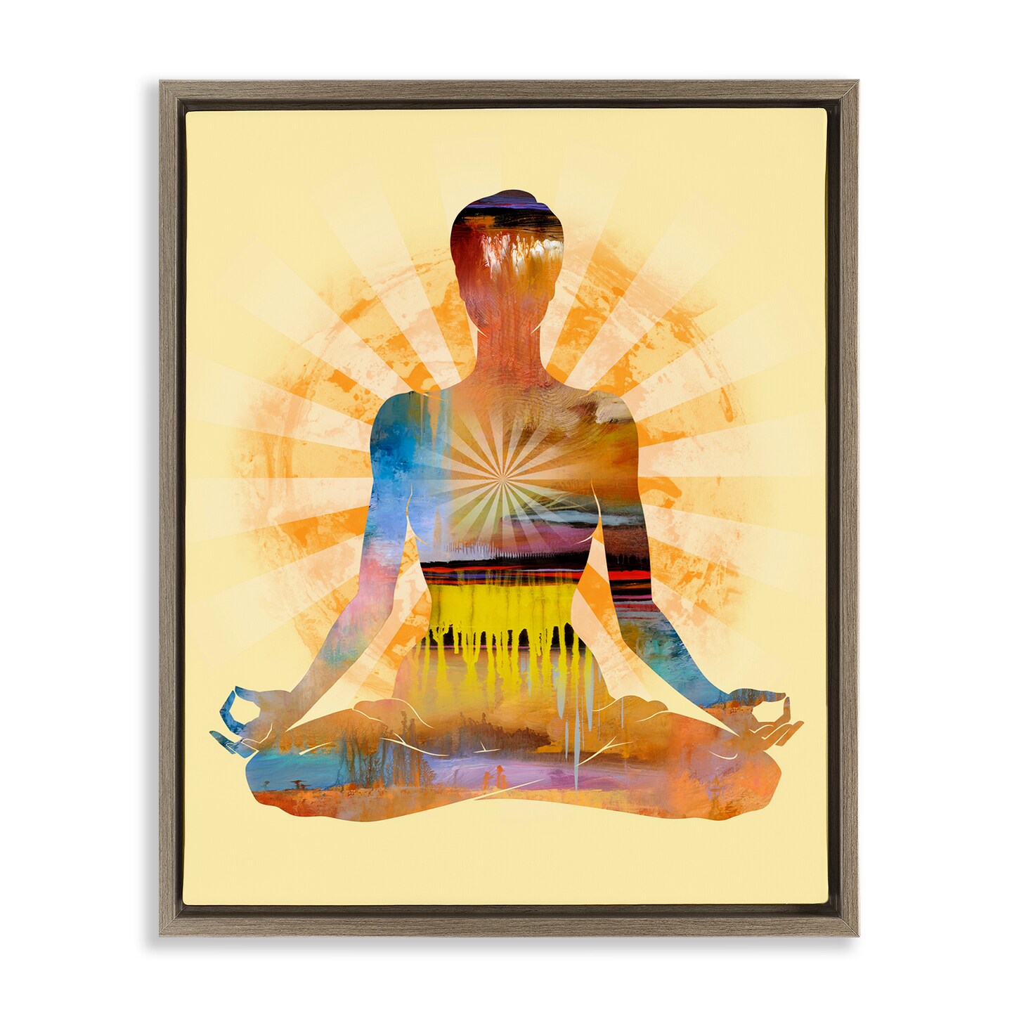 Stupell Industries Mindful Meditation Pose Framed Floater Canvas Wall Art Design by Tim Parker