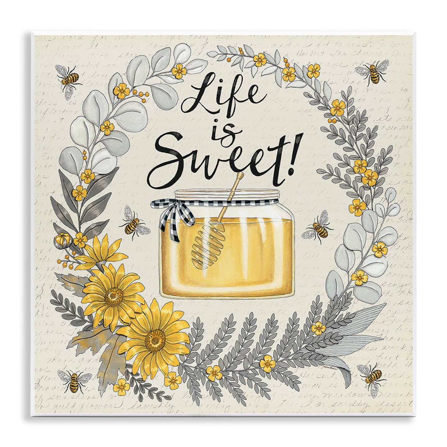 Stupell Industries Life Is Sweet Wreath Wall Plaque Art Design by Deb ...