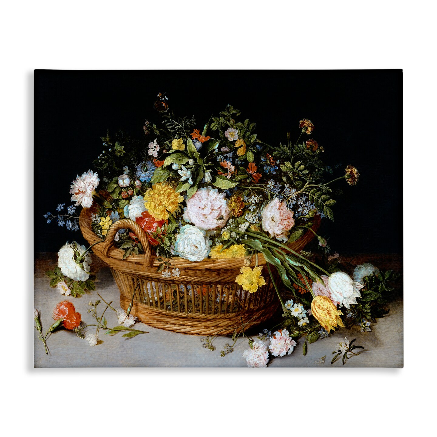 Stupell Industries Vintage Flower Basket Canvas Wall Art Design by CAD