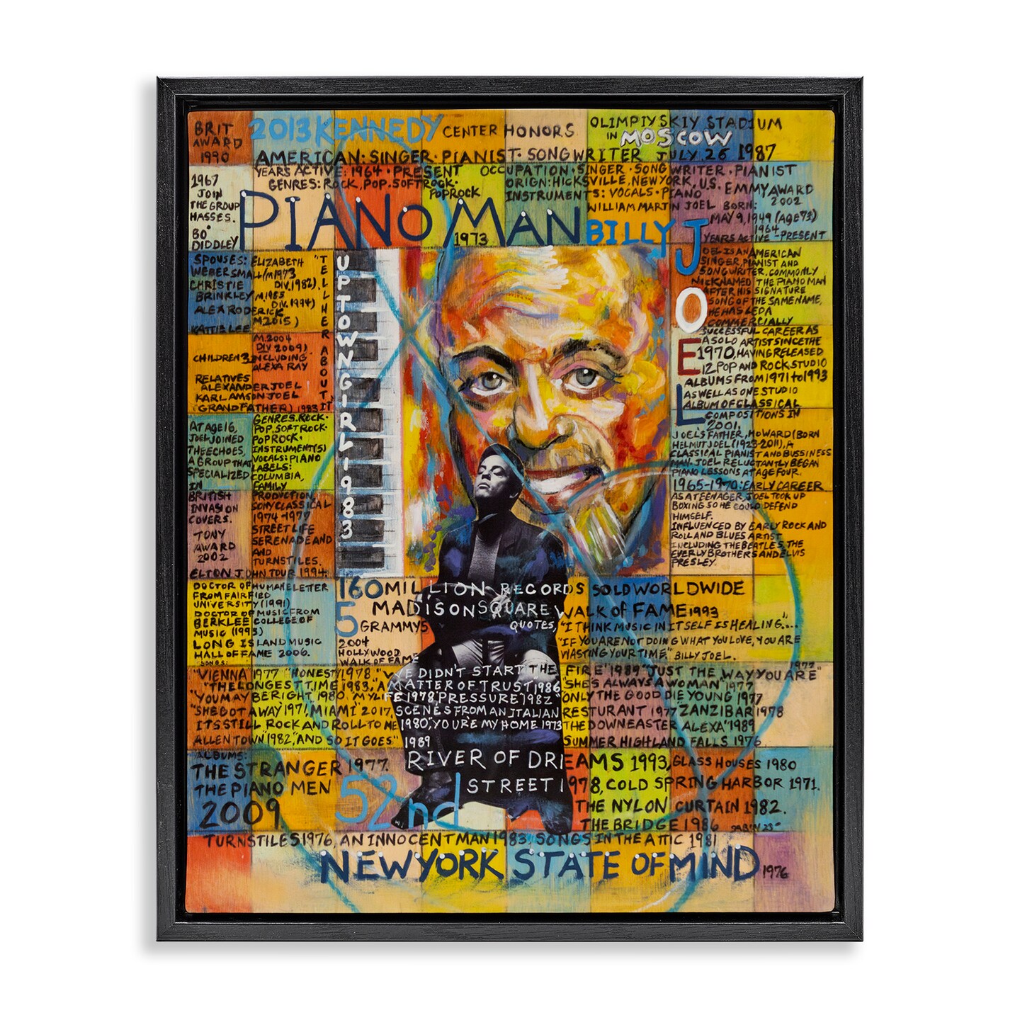 Stupell Industries Billy Joel Collage Framed Floater Canvas Wall Art Design by Sabin