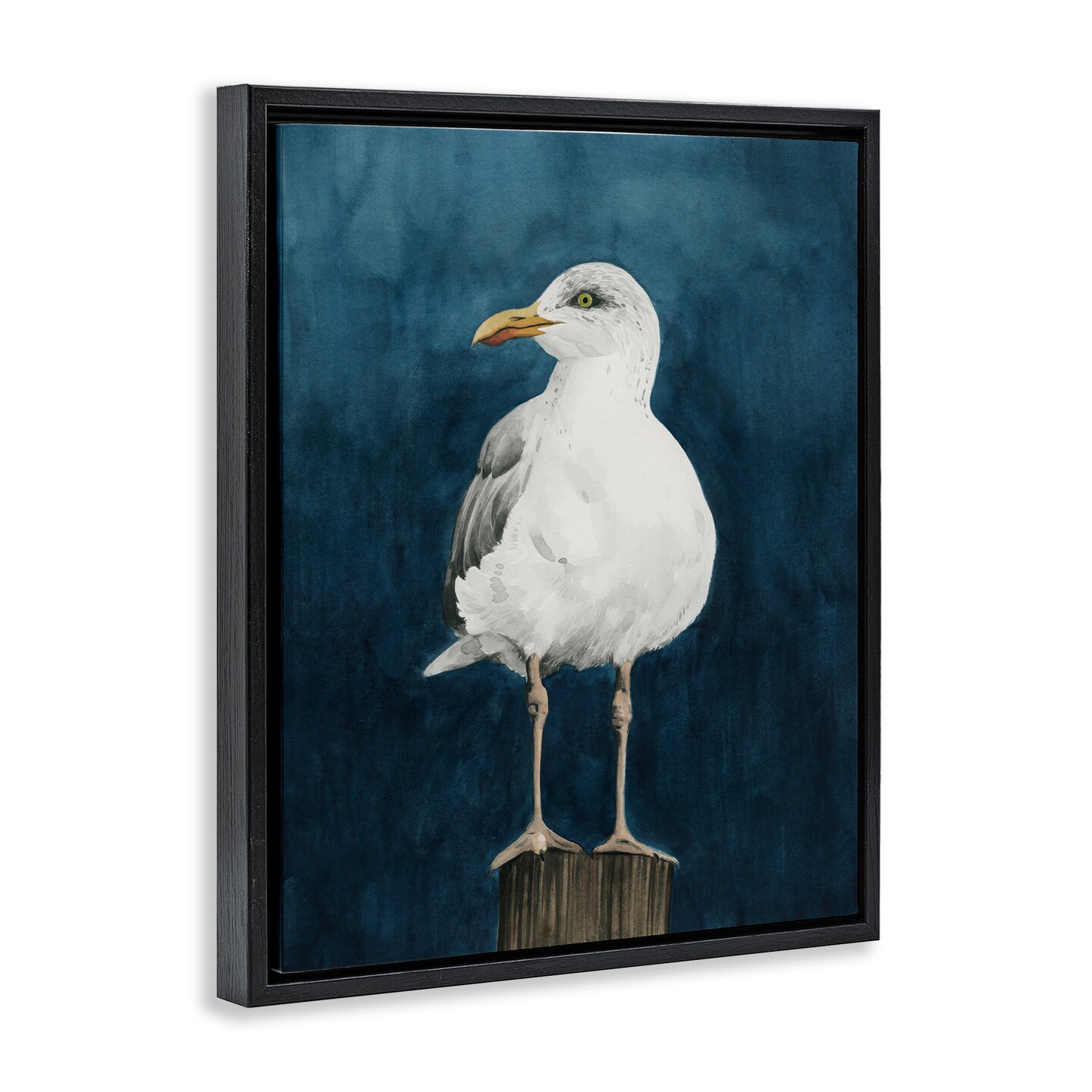 Stupell Industries Perched Coastal Bird Framed Floater Canvas Wall Art Design by Grace Popp