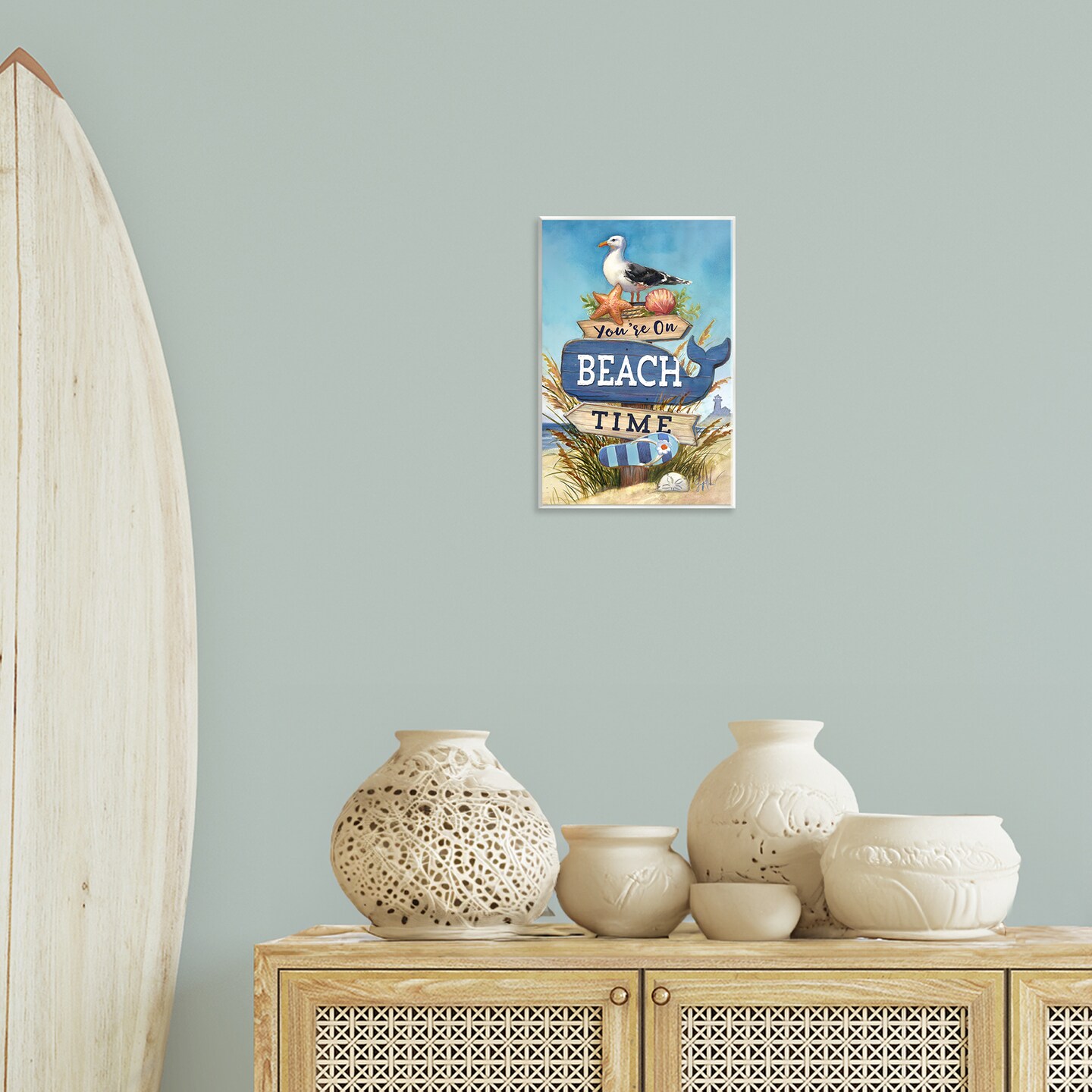 Stupell Industries On Beach Time Sign Wall Plaque Art Design by Geoff Allen