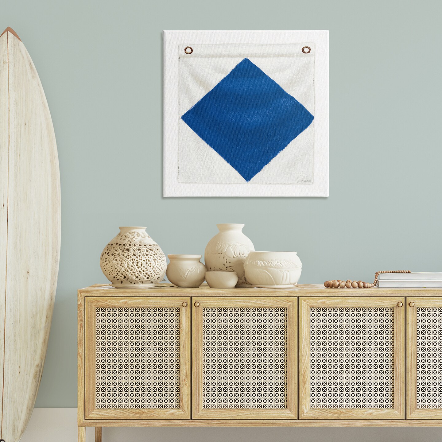 Stupell Industries Blue &#x26; White Nautical Flag Canvas Wall Art Design by James Wiens