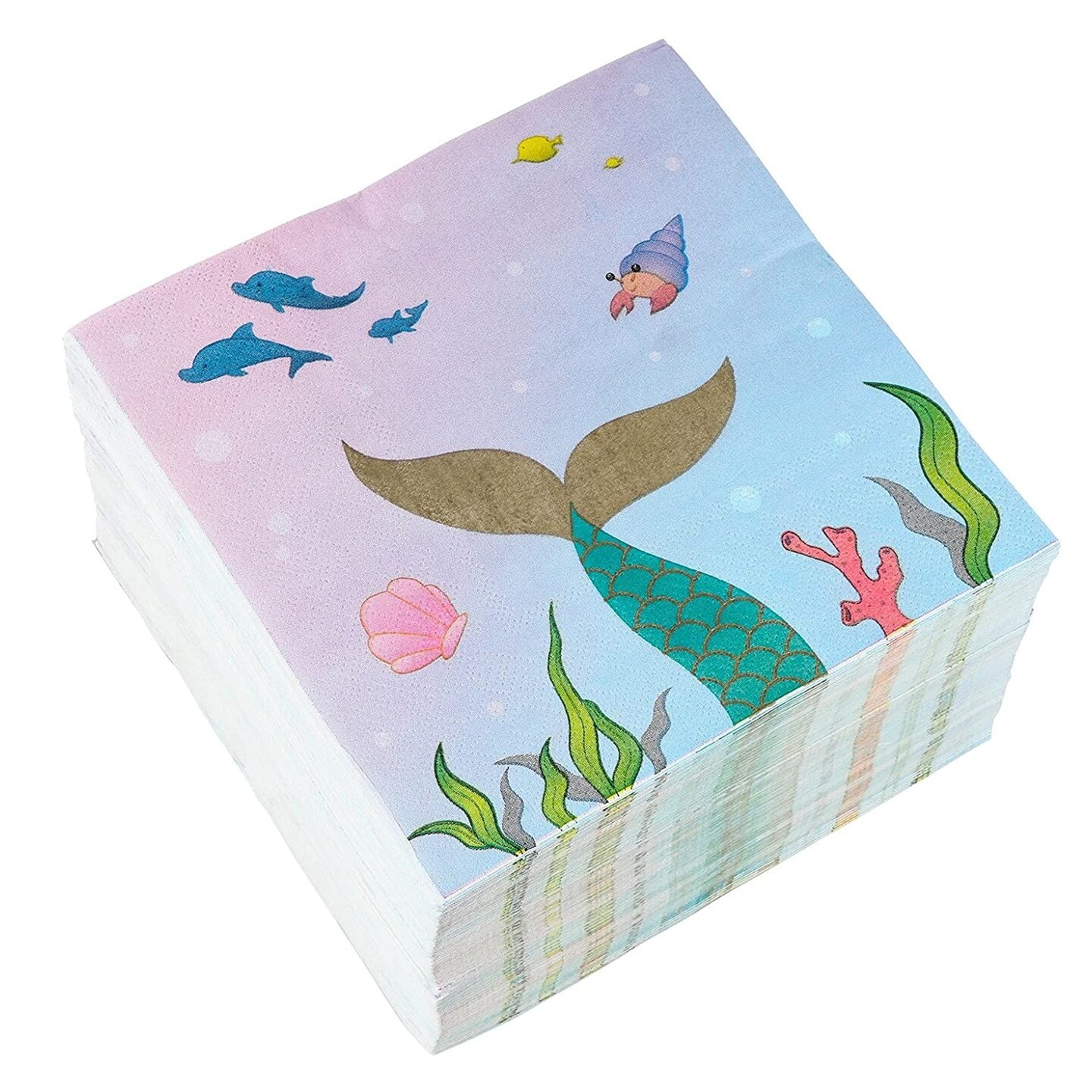 Mermaid Party Supplies, Luncheon Napkins (6.5 x 6.5 In, 150-Pack)