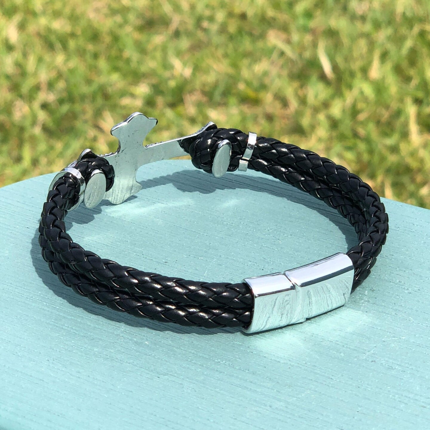 Braided Black Leather Cross Bracelet with Magnetic Clasp, Free Gift Box,  Christian Gift, Mens Bracelet, Christian Jewelry, Religious Gift  MakerPlace
