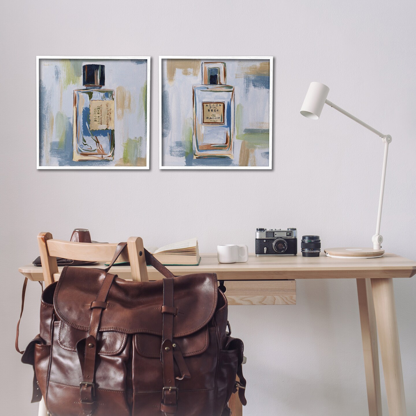 Stupell Industries Abstract Cologne Perfume Bottle 2 pc Framed Giclee Wall Art Set Design by Melissa Wang