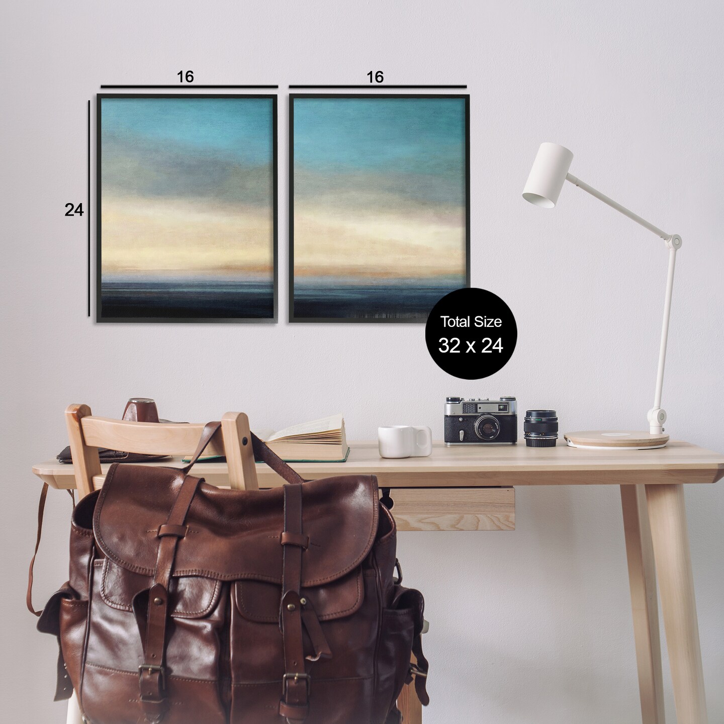 Stupell Industries Calm Tranquil Sea horizon 2 pc Framed Giclee Wall Art Set Design by Suzanne Nicoll