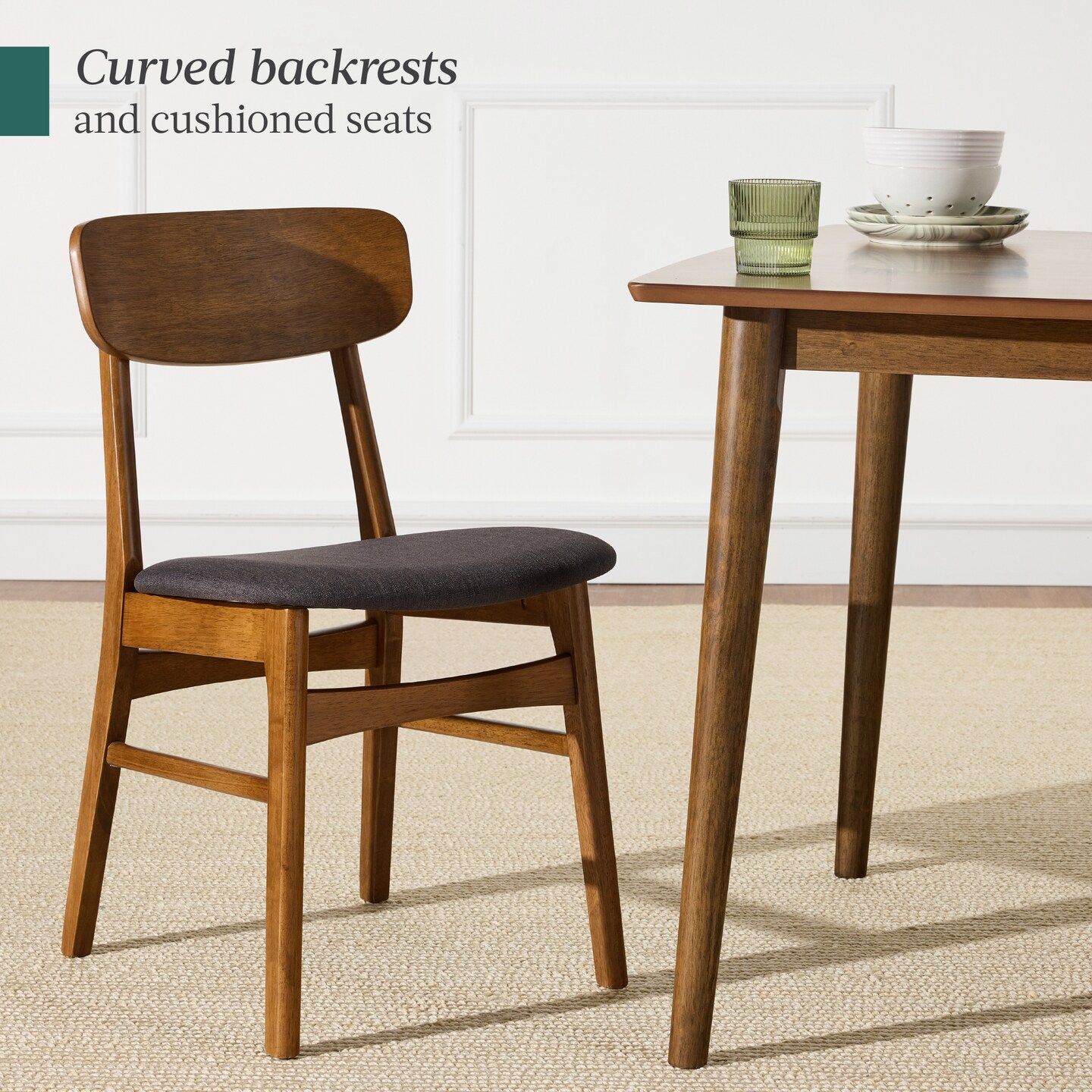 Best Choice Products 7-Piece Mid-Century Modern Upholstered Dining Set, Wooden Table w/ 6 Chairs