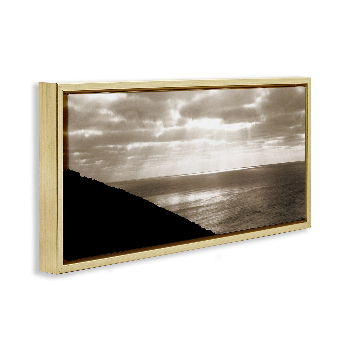 Stupell Industries Sepia Rays on Beach Framed Floater Canvas Wall Art Design by Noah Bay