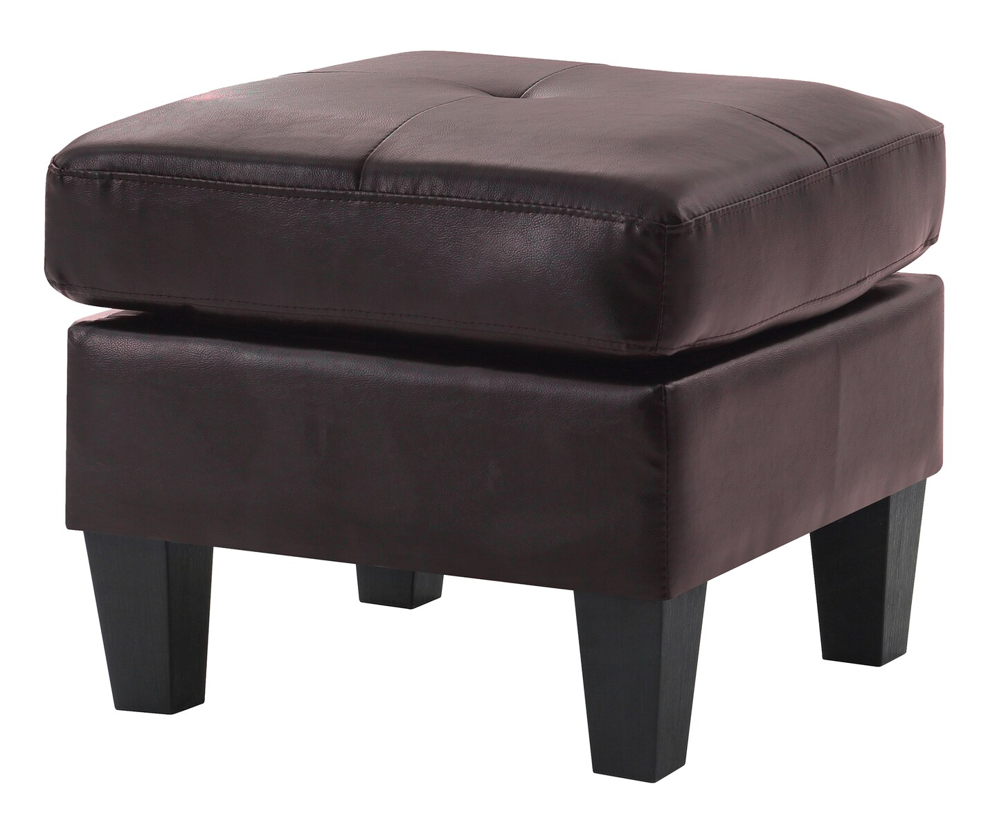 Contemporary Home Living Faux Leather Upholstered Tufted Ottoman - 23&#x22; - Dark Brown