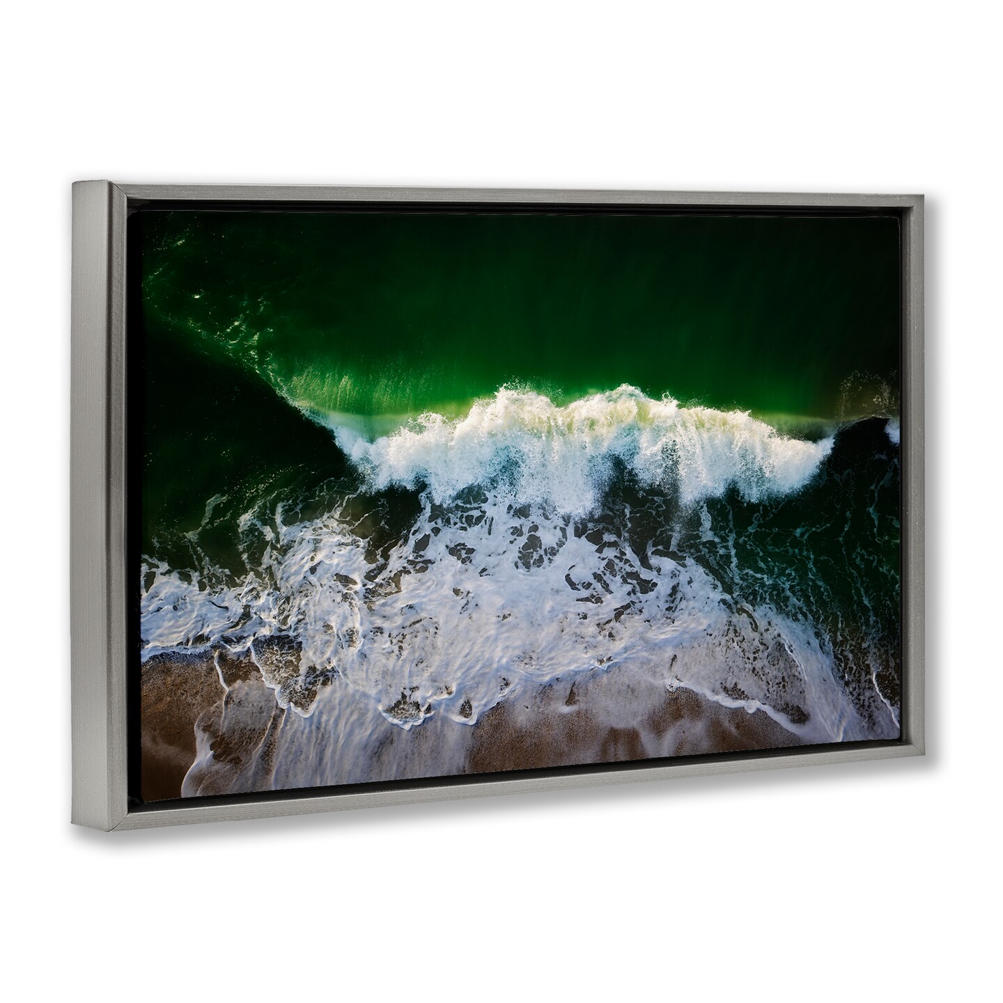 Stupell Industries Deep Green Wave Splash Framed Floater Canvas Wall Art Design by Rick Berk