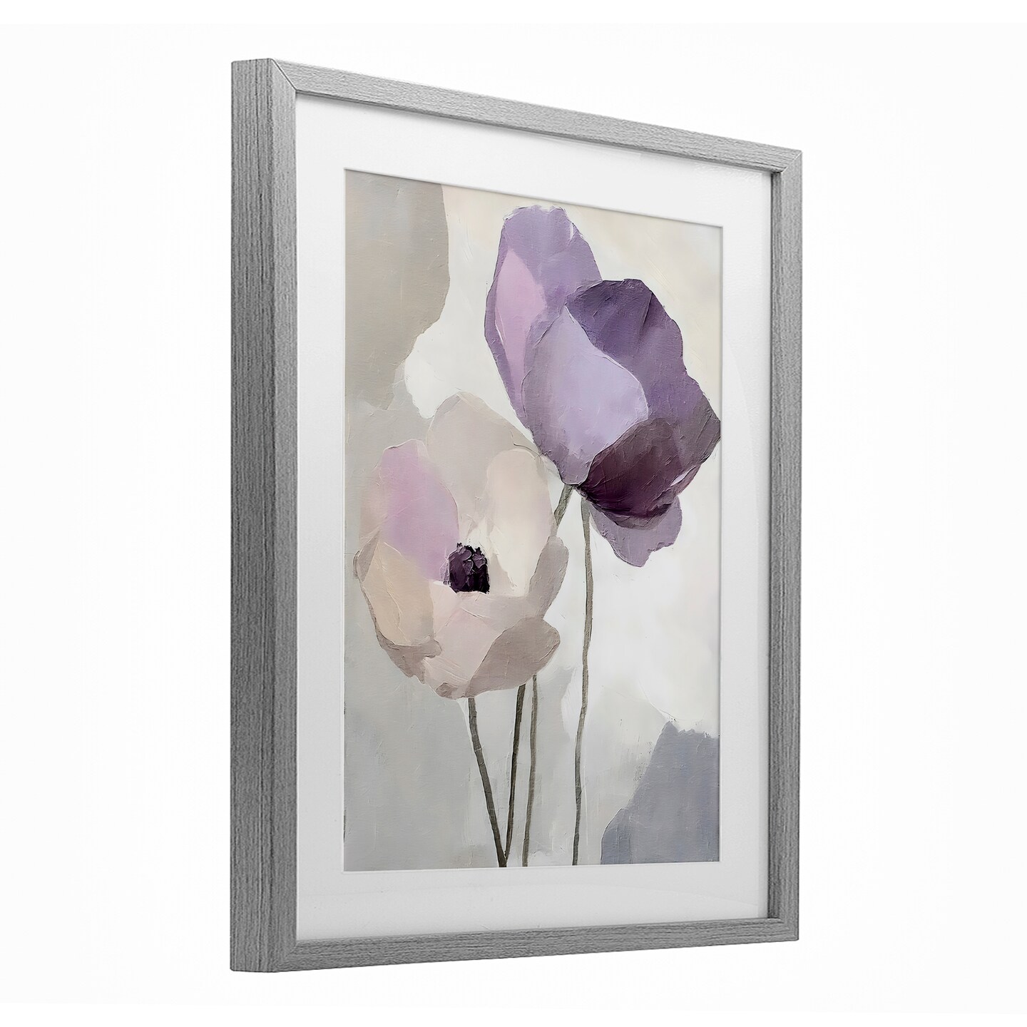 Stupell Industries Lavender Haze Floral Pair Framed Print Under Glass, design by Riley B