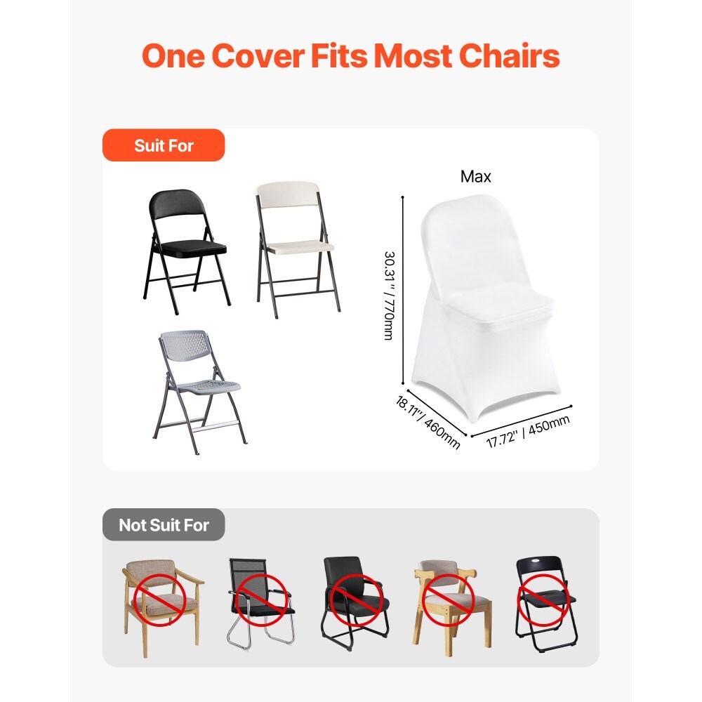 150 Pack Stretch Chair Covers for Folding Chairs Polyester Spandex Wrinkle Resistant