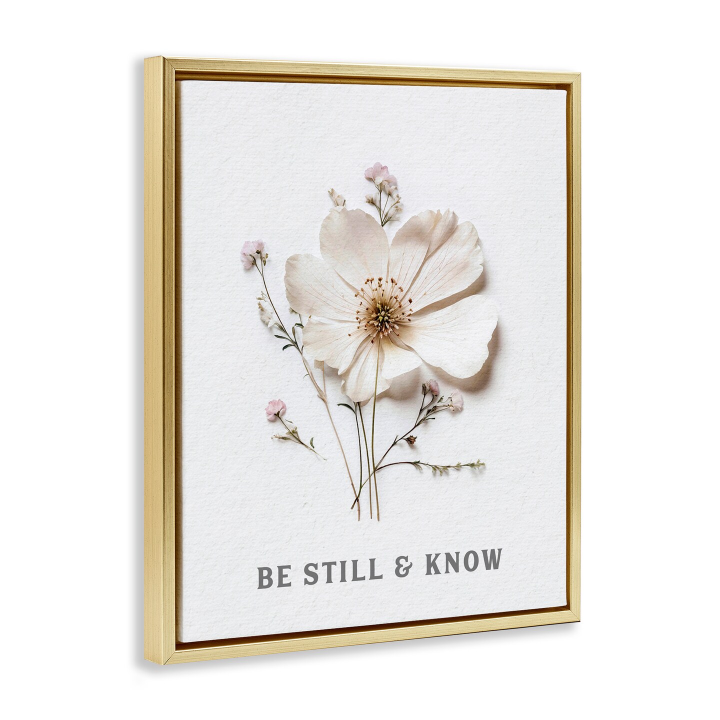 Stupell Industries Be Still & Know Pressed Flowers Floating Frame, design by Lettered and Lined