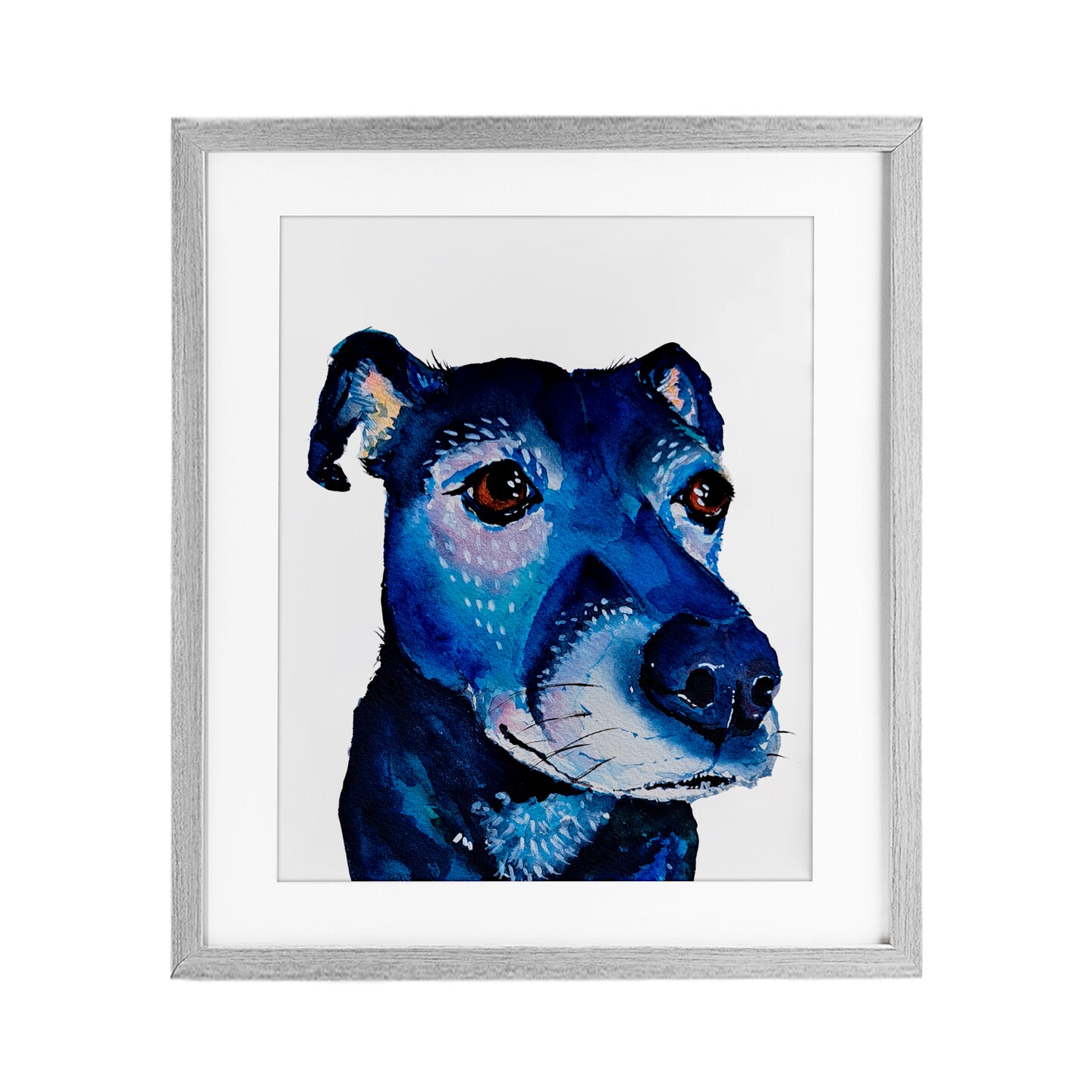 Stupell Industries Expressive Blue Dog Framed Print Under Glass, design by Tatiana Roberts