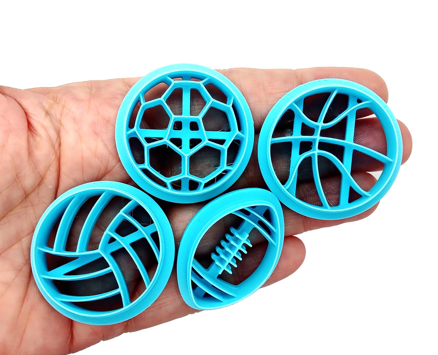 Sports Balls Clay Cutters, 4 pc, Basketball Volleyball Football & Soccer Ball, Adorabilities