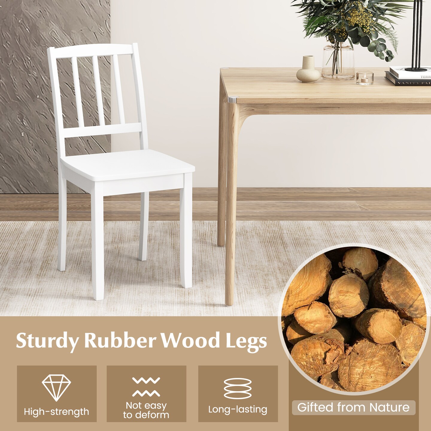 Wood Dining Chair With Rubber Wood Legs - Dining Rooms, Kitchens, Offices &#x26; Cafes - Set of 2