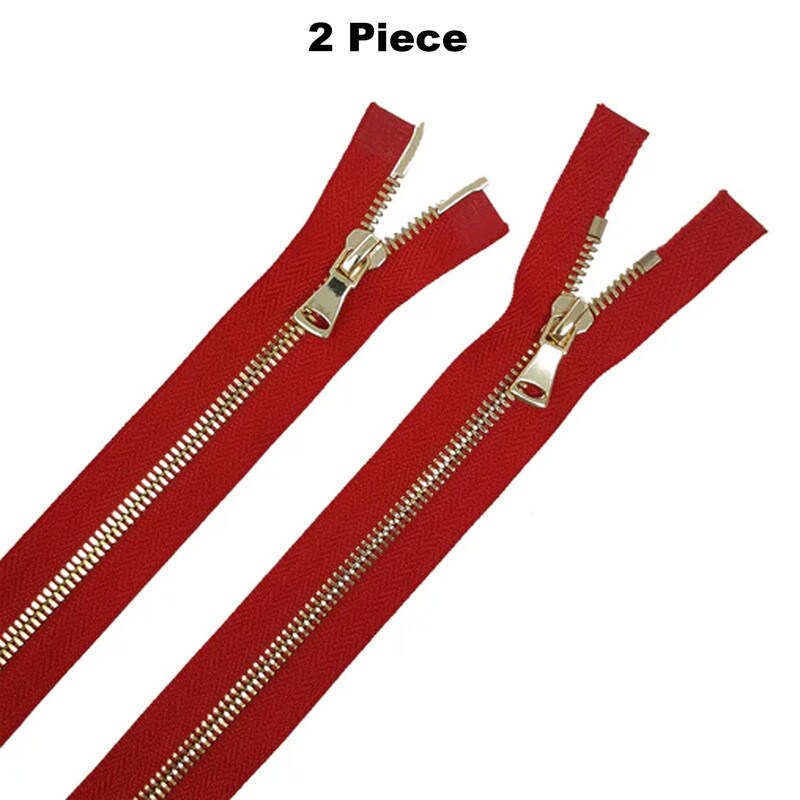 5MM or 8MM Two Way Separating Open Bottom Zipper Red Tape Brass Teeth 36"