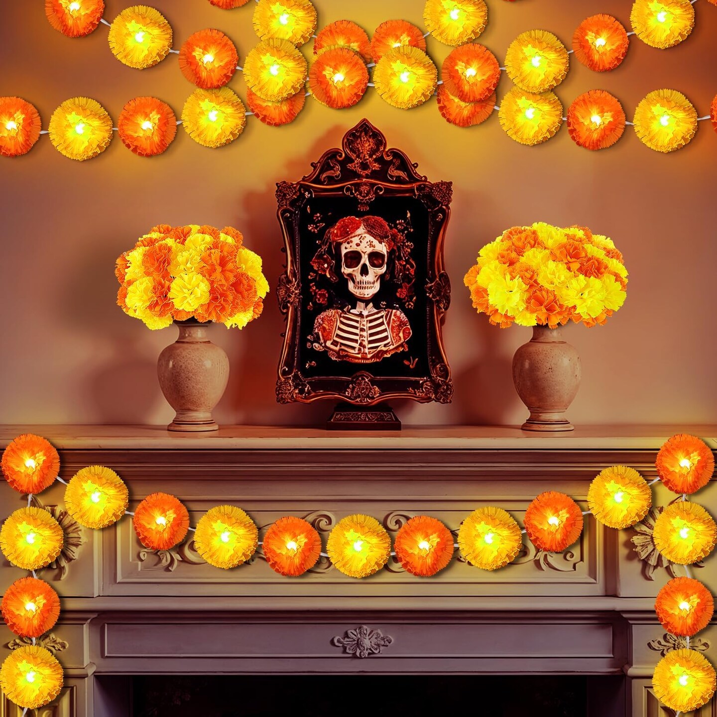Marigold Flowers for Day of The Dead Decorations (Orange)