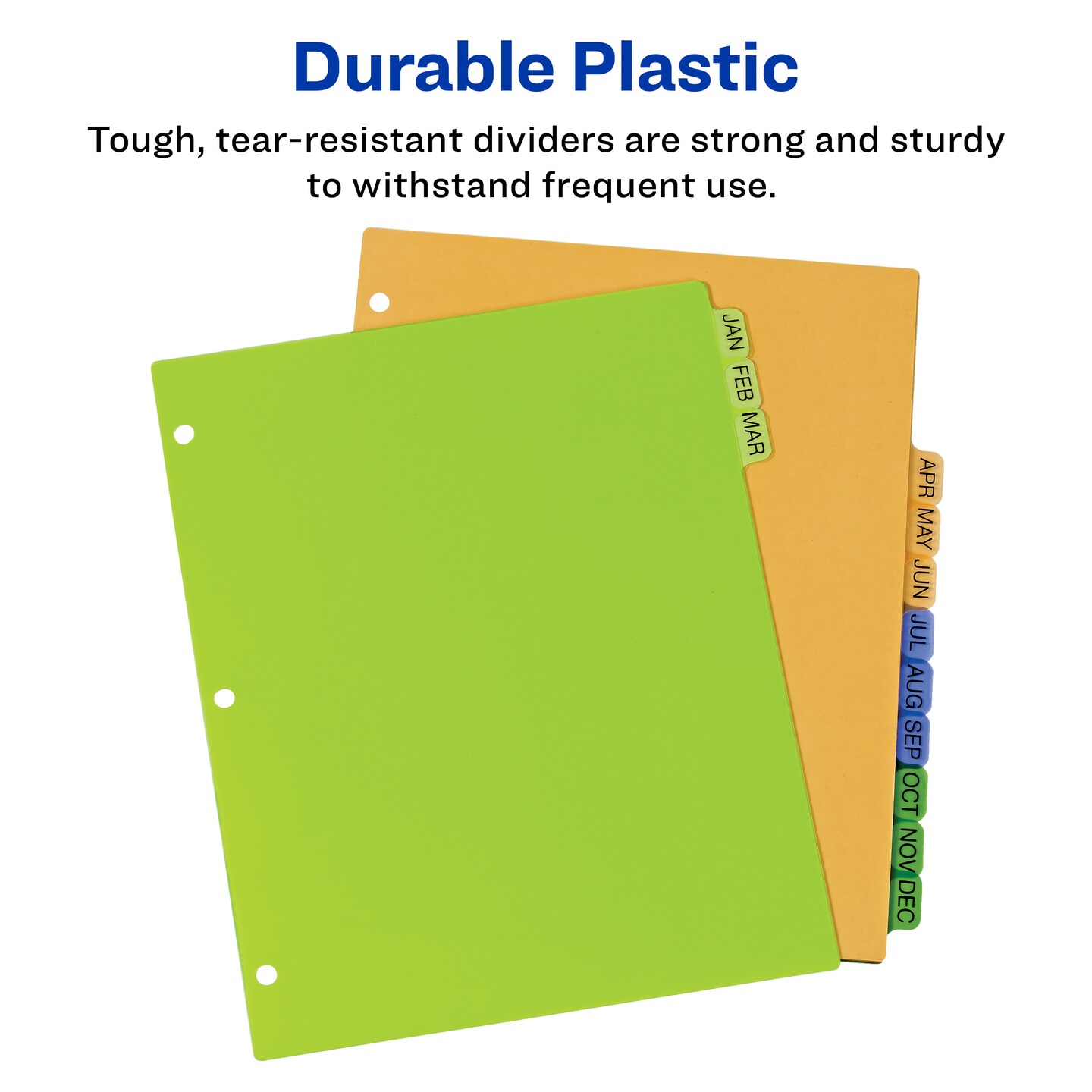 Avery Plastic A-Z 12-Tab Dividers for 3 Ring Binders, Pre-Printed Multicolor Tabs, 1 Set (11330)